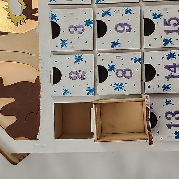 Hand Crafted Lighted Christmas Advent Calendar Box Shelf - Picture 2 of 13